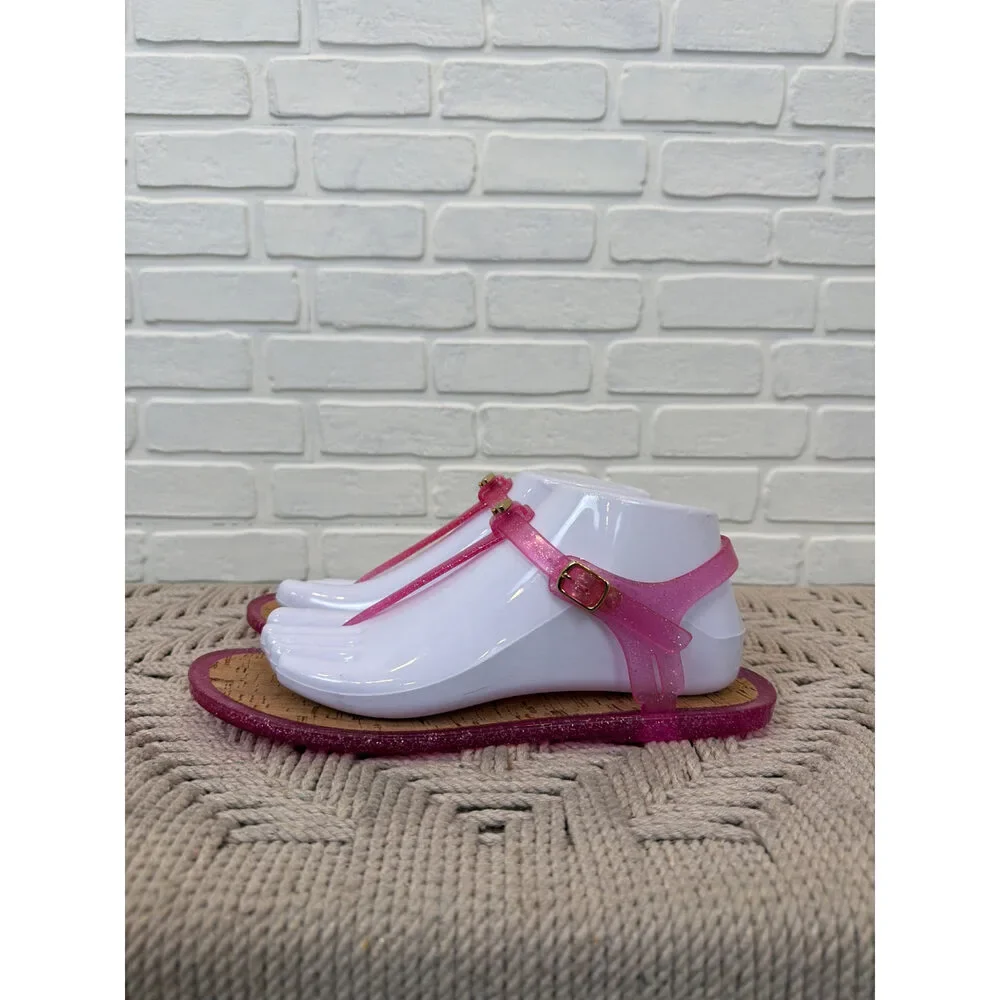 Kate Spade Pink Glitter Jelly T-Strap Thong Sandals Size 9